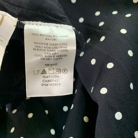 Loft Navy with White Polka Dots Jumpsuit wide leg smocked back size small - Picture 13 of 13